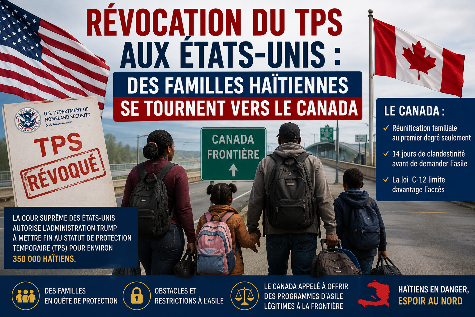 Révocation du TPS aux États-Unis : des familles haïtiennes se tournent vers le Canada