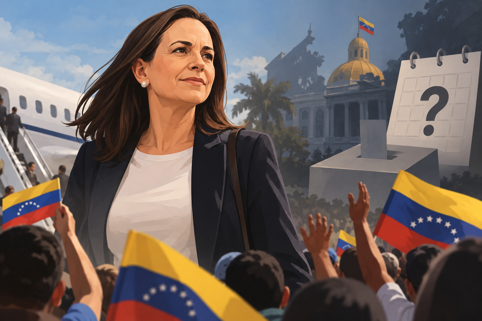 Venezuela : María Corina Machado de retour, sans calendrier présidentiel annoncé